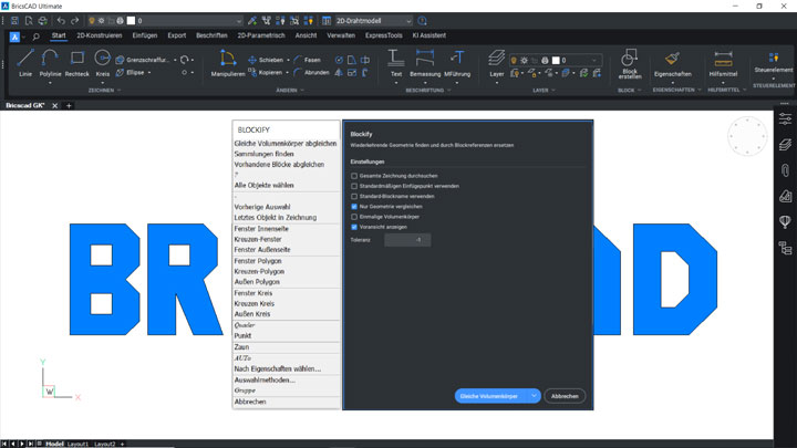 Die Funktion Blockify in BricsCAD