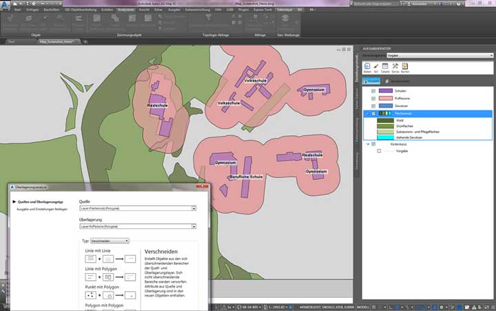 Arbeiten in den AutoCAD Map Toolsets