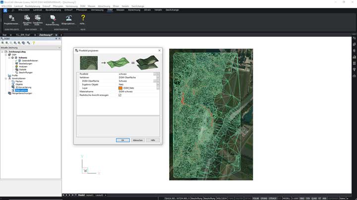 Bildprojektion auf ein DGM im WS LANDCAD DGM