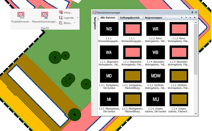 Planzeichenmanager in WS LANDCAD